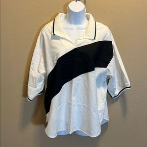Chic White and Black Polo Shirt
